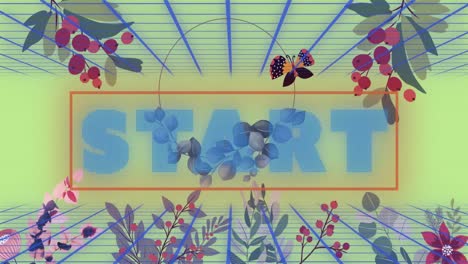 Animation-Des-Starts-Im-Digitalen-Abstrakten-Raum-Mit-Blumenrahmen