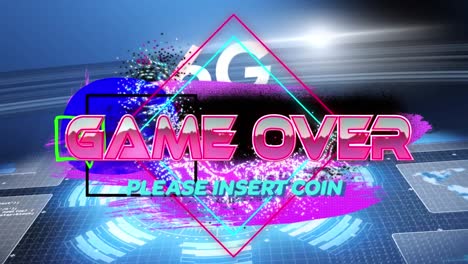 Animation-game-over-please-insert-coin-in-digital-colorful-abstract-space
