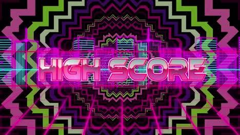 Animation-of-high-score-in-digital-abstract-kaleidoscopic-space