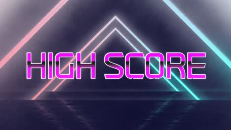 Animation-of-high-score-text-over-geometrical-moving-shapes