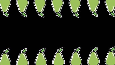 Animation-of-multiple-pear-icons-on-black-background