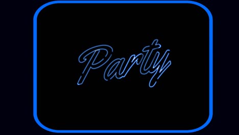 Animation-of-neon-party-text-over-dark-background