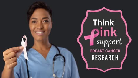 Animation-of-breast-cancer-awareness-text-over-female-doctor