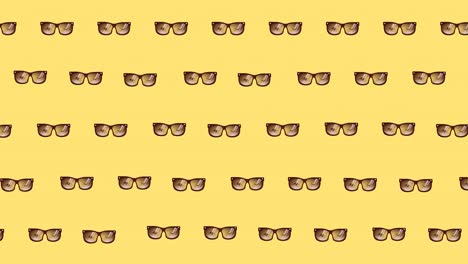 Animation-of-multiple-sunglasses-over-yellow-background