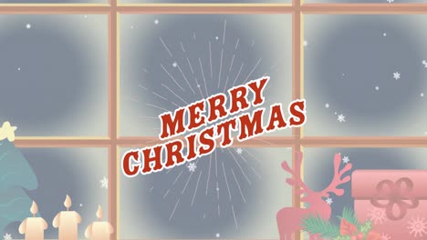 Animation-Des-Textes-„Frohe-Weihnachten“-über-Dem-Schneebedeckten-Winterfenster