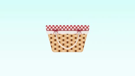 Animation-of-picnic-basket-icon-on-blue-background