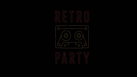Animation-of-retro-party-text-over-black-background
