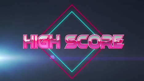 Animation-of-high-score-text-over-geometrical-shapes-on-dark-background
