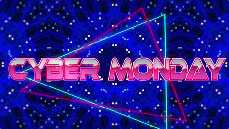 Animation-of-cyber-monday-text-over-kaleidoscopic-moving-shapes