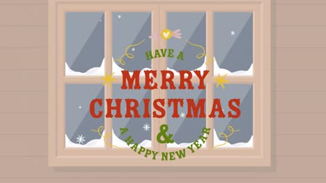 Animation-Des-Textes-„Frohe-Weihnachten-Und-Ein-Glückliches-Neues-Jahr“-über-Dem-Verschneiten-Winterfenster