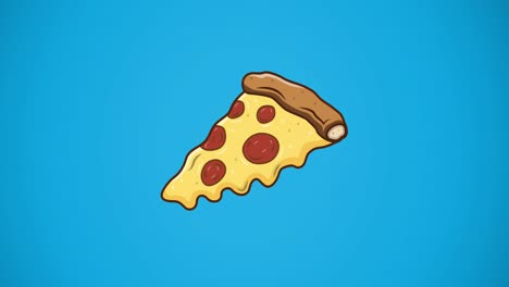 Animación-Del-Icono-De-Pieza-De-Pizza-Sobre-Fondo-Azul