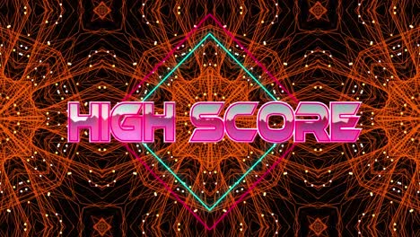 Animation-of-high-score-text-over-kaleidoscopic-moving-shapes