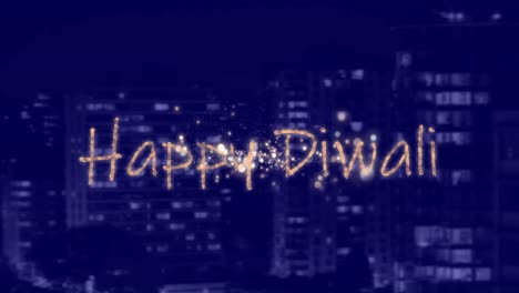 Animation-of-happy-diwali-over-fireworks-on-black-background