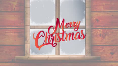 Animation-of-merry-christmas-text-over-winter-snowy-window