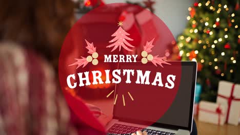 Animation-of-merry-christmas-text-over-christmas-tree-in-background