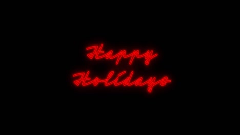 Animation-Von-Frohen-Feiertagen,-Weihnachtlichem-Neontext-Auf-Schwarzem-Hintergrund