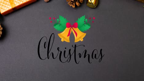 Animation-of-christmas-text-and-bells-on-black-background