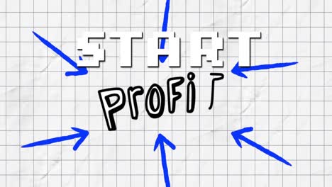 Animation-of-profit-start-in-digital-abstract-space-with-arrows