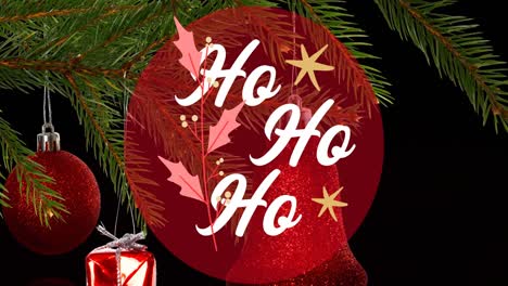 Animation-Von-Ho-Ho-Ho-über-Dem-Weihnachtsbaum-Im-Hintergrund