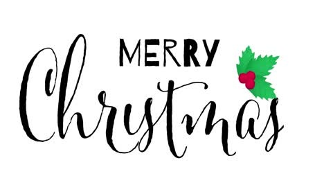 Animation-of-merry-christmas-text-with-christmas-decorations-on-white-background