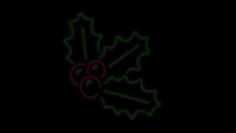 Animation-of-neon-christmas-holy-on-black-background