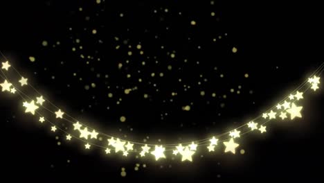 Animation-of-star-shape-christmas-lights-on-black-background