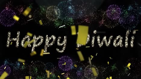 Animation-Von-Fröhlichem-Diwali-über-Feuerwerk-Auf-Schwarzem-Hintergrund