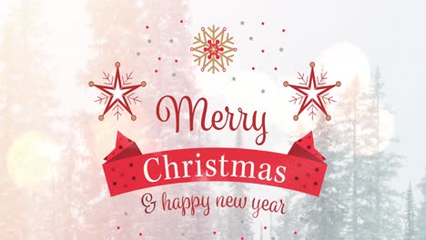 Animation-of-merry-christmas-and-happy-new-year-on-white-background-with-trees