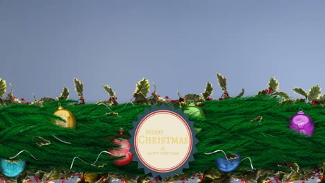 Animación-De-Feliz-Navidad-Y-Adornos-Para-árboles-Sobre-Fondo-Azul-Con-Espacio-Para-Copiar