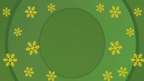 Animation-of-christmas-snowflakes-falling-on-green-background