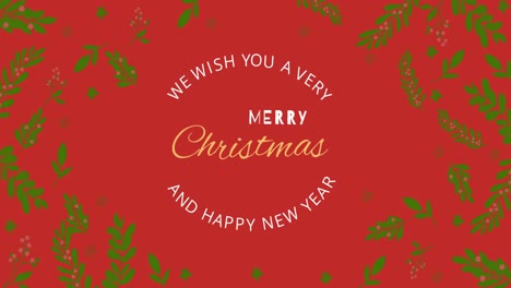 Animation-of-merry-christmas-text-over-leaves