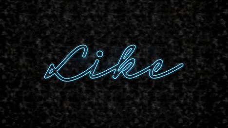 Digital-animation-of-neon-blue-like-text-banner-against-textured-black-background