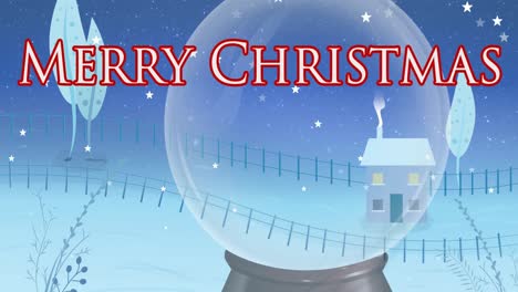 Animation-of-merry-christmas-text-over-winter-scenery