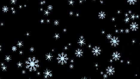 Animation-of-christmas-snowflakes-falling-on-black-background