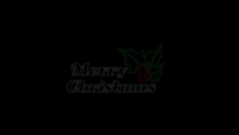 Animation-of-neon-merry-christmas-and-holy-on-black-background