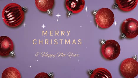 Animation-of-merry-christmas-text-over-baubles-and-snow-falling