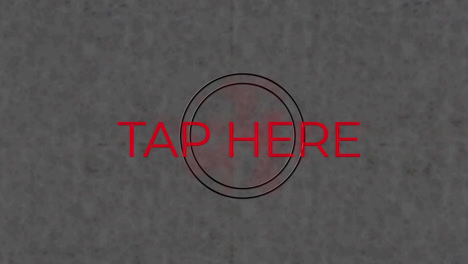 Digital-animation-of-neon-red-tap-here-text-banner-against-textured-grey-background