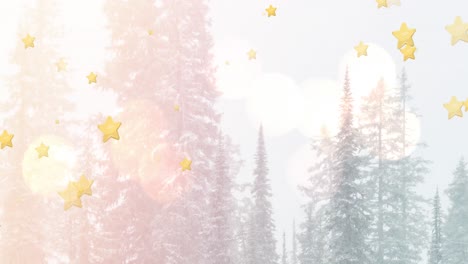 Animation-of-stars-falling-over-winter-scenery-at-christmas