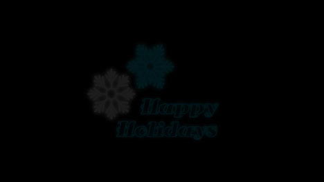 Animation-of-neon-happy-holidays-and-christmas-snowflakes-on-black-background