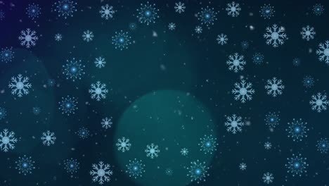 Animation-Von-Weihnachtsschneeflocken,-Die-Auf-Dunkelblauen-Hintergrund-Fallen