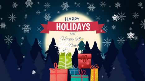 Animation-of-happy-holidays-and-happy-new-year-text-over-snow-falling
