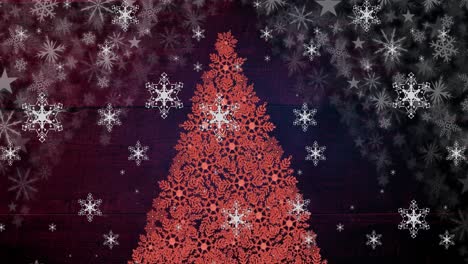 Animation-of-christmas-tree-over-snow-falling