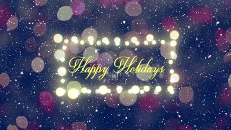 Animation-of-happy-holidays-text-at-christmas-over-snow-falling