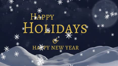 Animation-of-happy-holidays-and-happy-new-year-text-over-snow-falling
