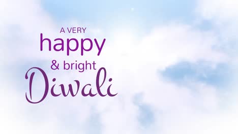 Animation-of-happy-diwali-text-over-blue-sky-and-clouds
