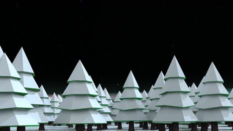 Animation-of-fir-trees-at-christmas-over-aurora