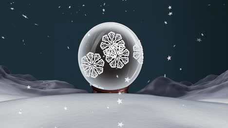 Animación-De-Paisajes-Invernales-En-Navidad-Sobre-Un-Globo-De-Nieve.