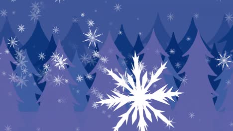 Animación-De-Nieve-Cayendo-En-Navidad-Sobre-Abetos.