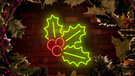 Animation-of-leaves-at-christmas-over-leaves