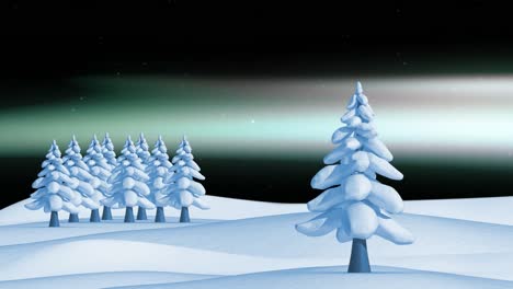 Animación-Del-Paisaje-Invernal-En-Navidad-Sobre-La-Aurora.